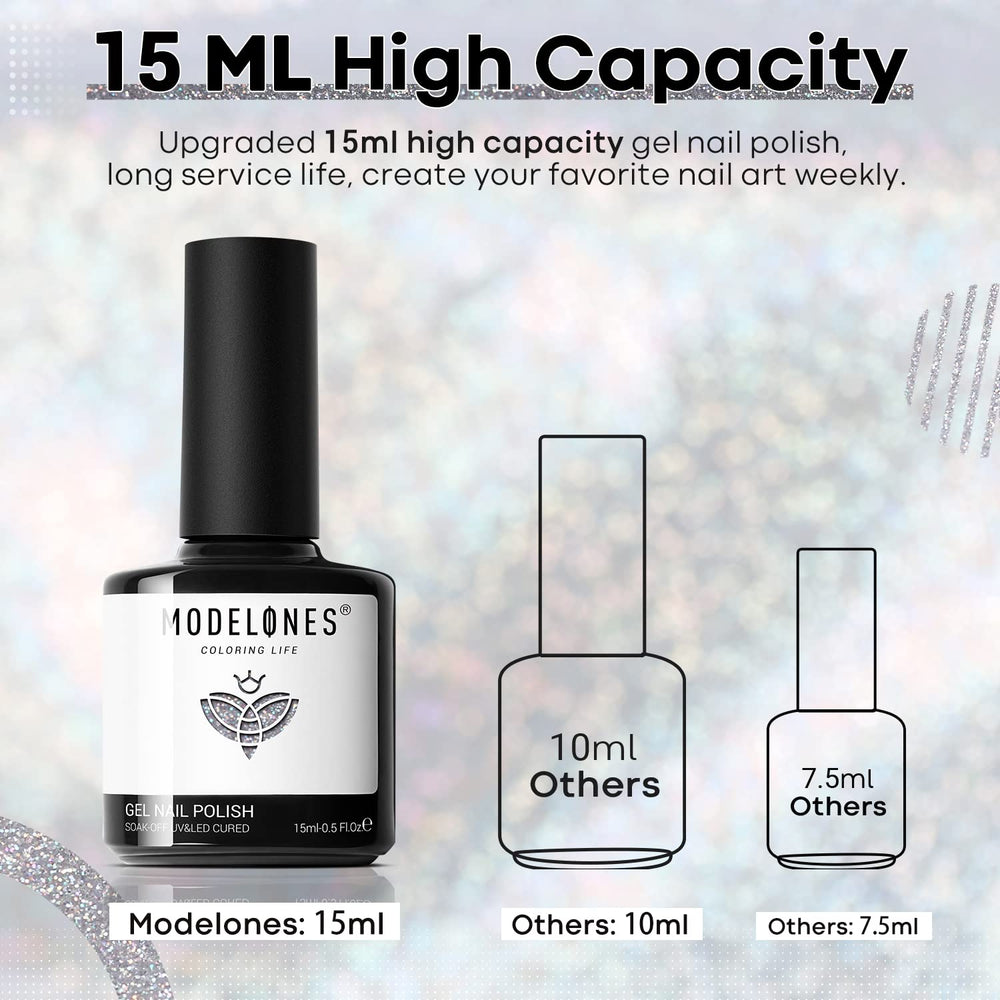 Modelones 15ml pastel silver gel polish with easy-to-use brush