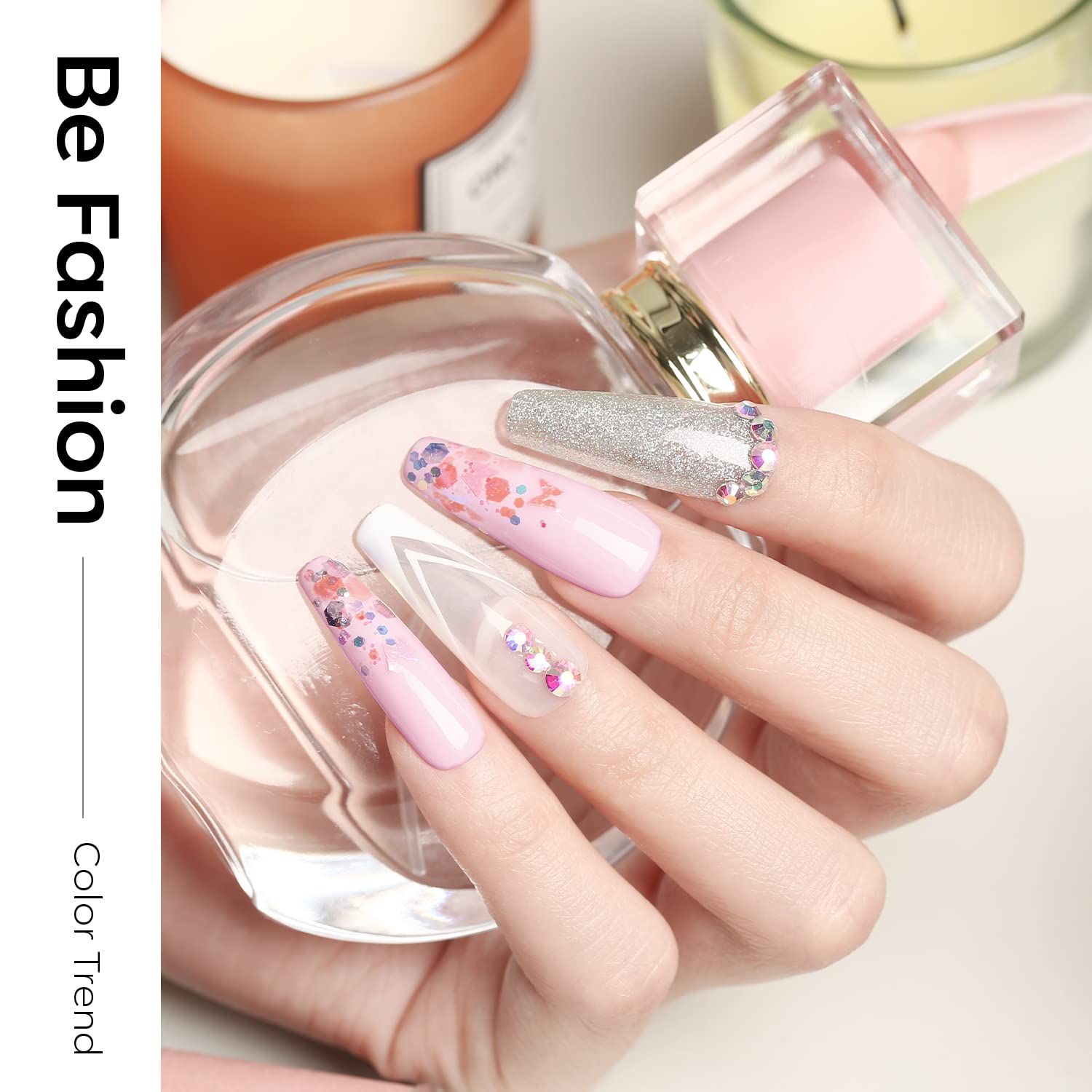 Cruelty-free Modelones gel polish pastel silver on natural nails