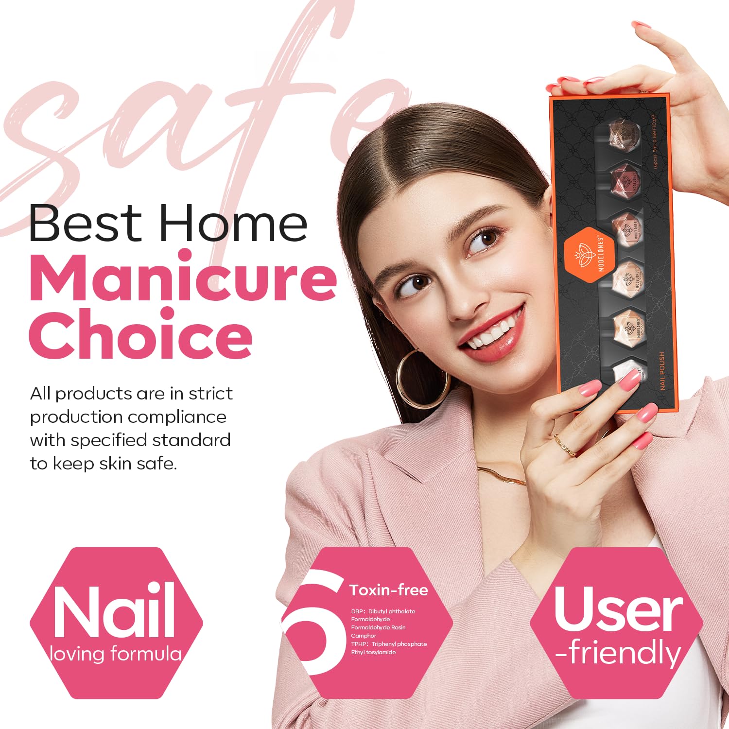 Modelones glitter and nude gold shades enable DIY nail art at home