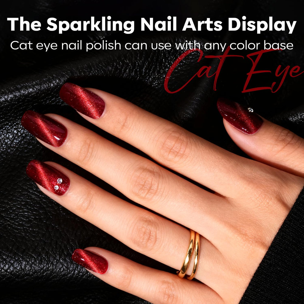 Modelones glitter red shade adds festive shimmer and depth.