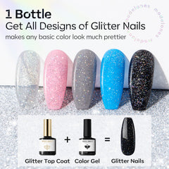 Modelones Glitter Top Coat no-wipe gloss for quick, clean applications