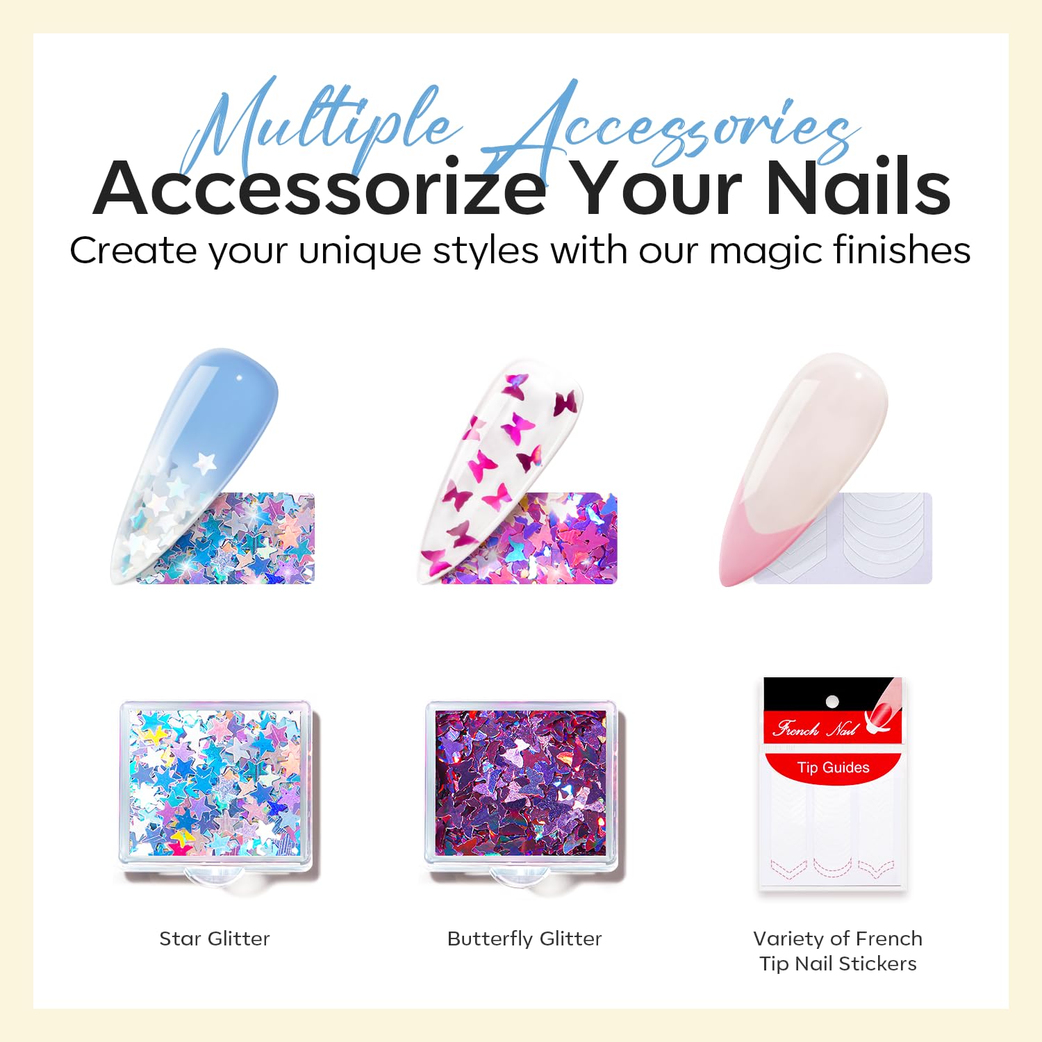 Modelones glitters and rhinestone glue for nail art accents