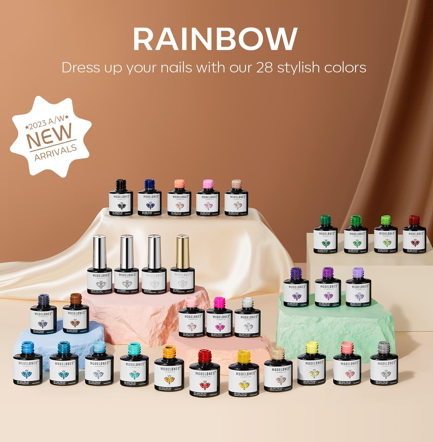 Modelones glossy top coat delivers a high-shine finish