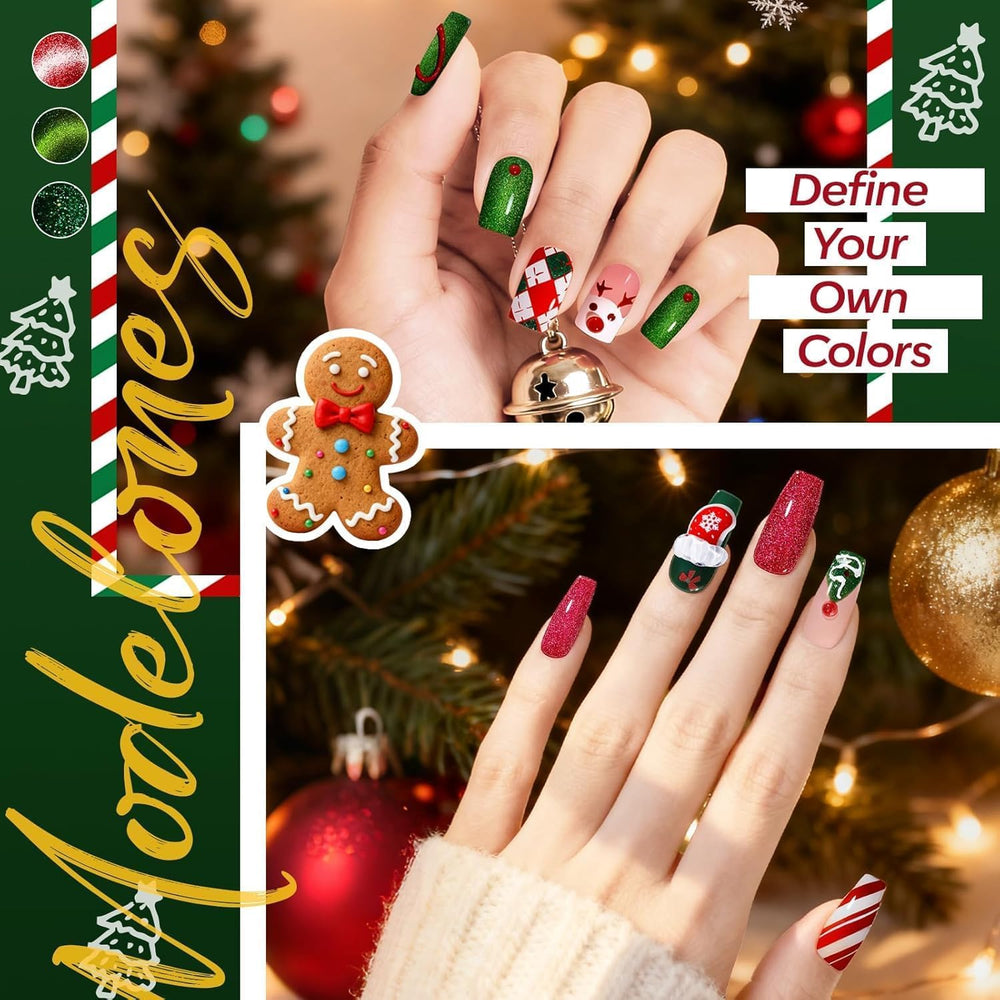 Modelones green gel nail polish bottle for festive nails with lasting shine.