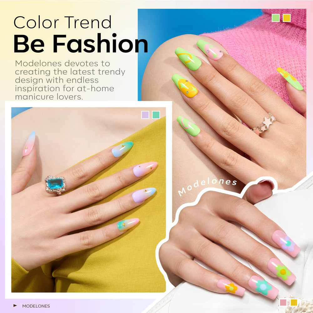 Modelones green pastel gel polish for fresh everyday looks