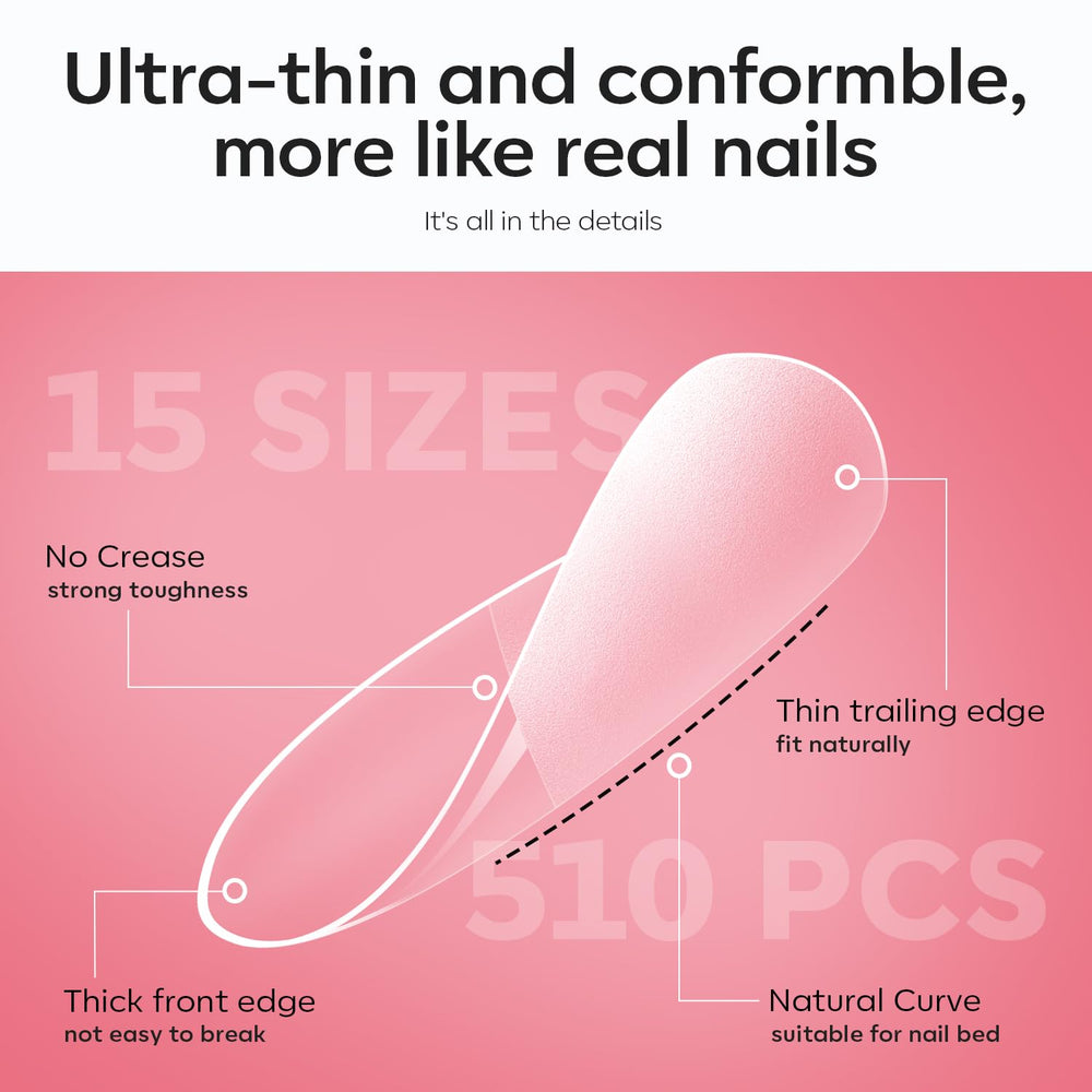 Modelones half matte oval tips with improved adhesion surface.