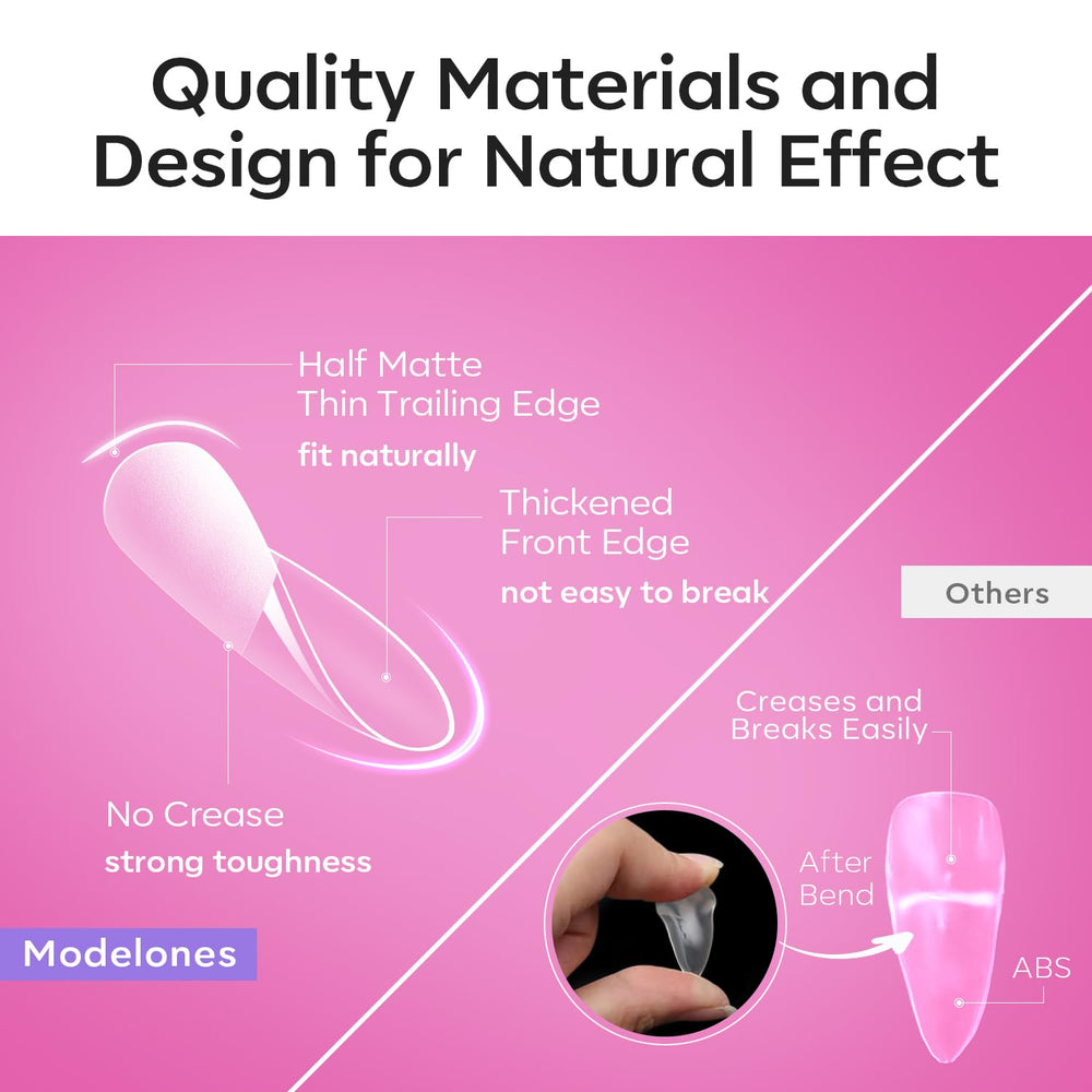 Modelones half-matte texture enhances grip during application