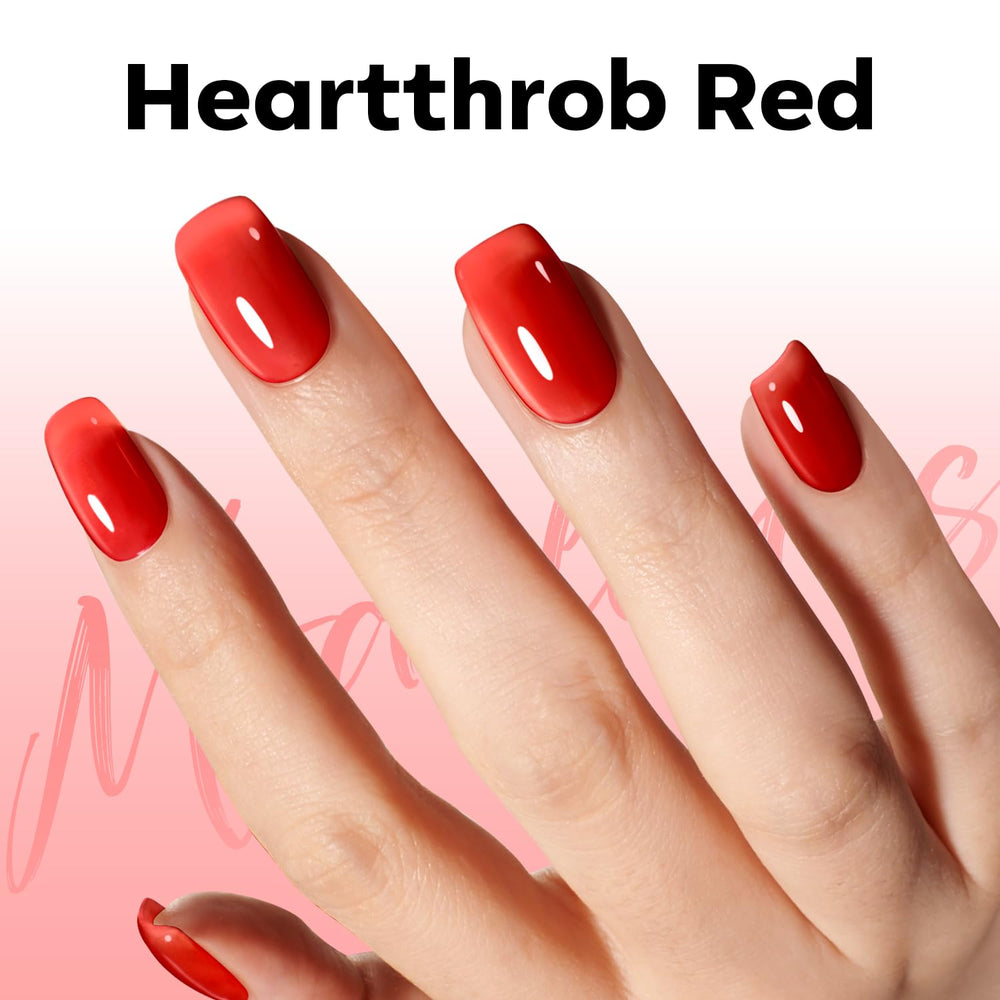 Modelones hand with jelly gel polish demonstrating easy brush application