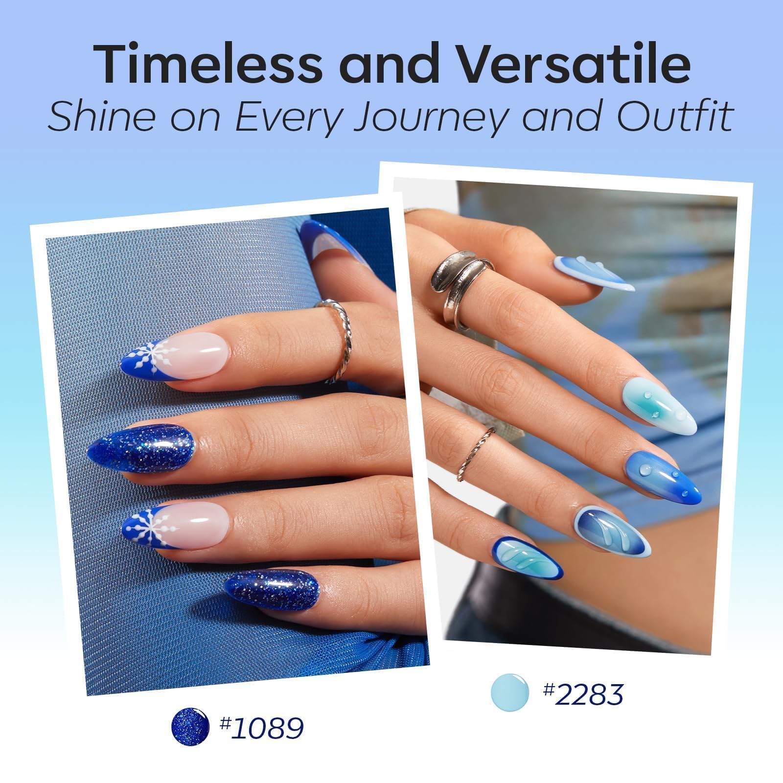 Modelones icy Klein blue gel polish for crisp color.
