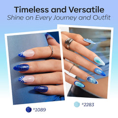 Modelones icy Klein blue gel polish for crisp color.