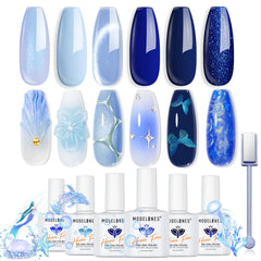 Modelones navy blue gel polish for durable salon-style nails.