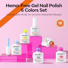 Modelones HEMA-free gel polish close-up on cap highlighting safe formula