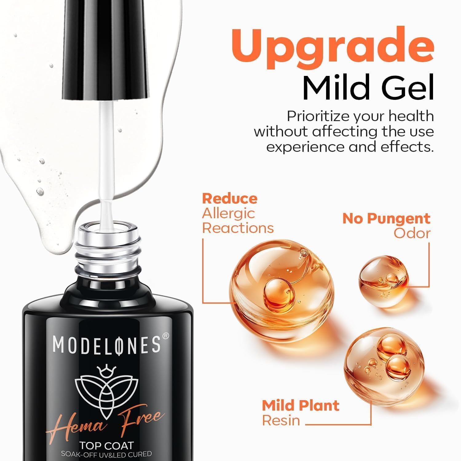 Modelones HEMA-free matte top coat delivers velvety, modern texture.