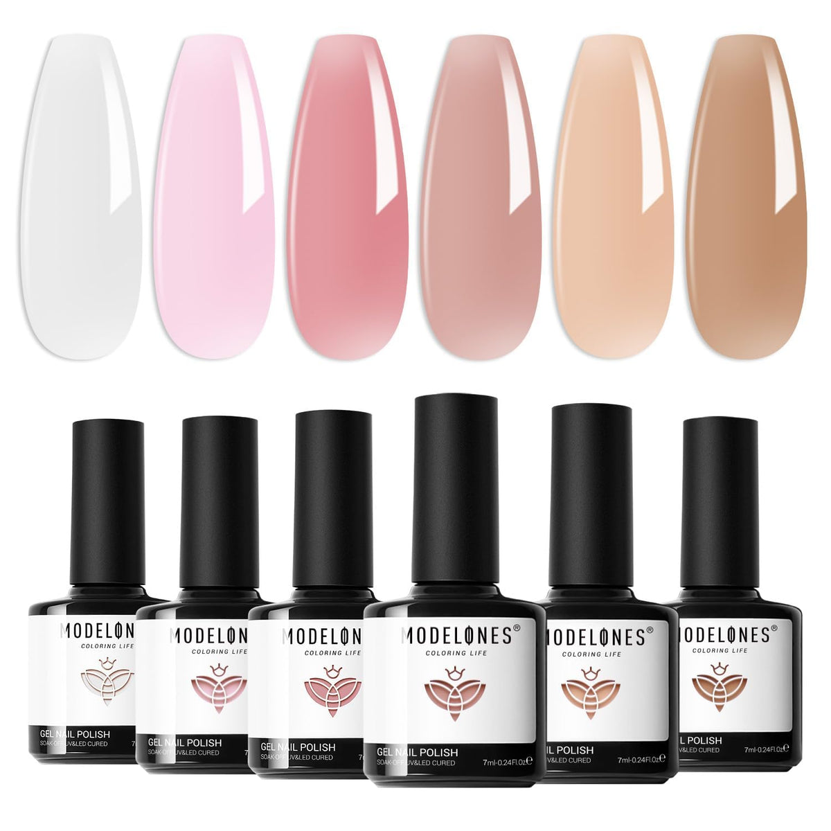 Modelones jelly gel nail polish kit with six colors for a salon-worthy at-home manicure.