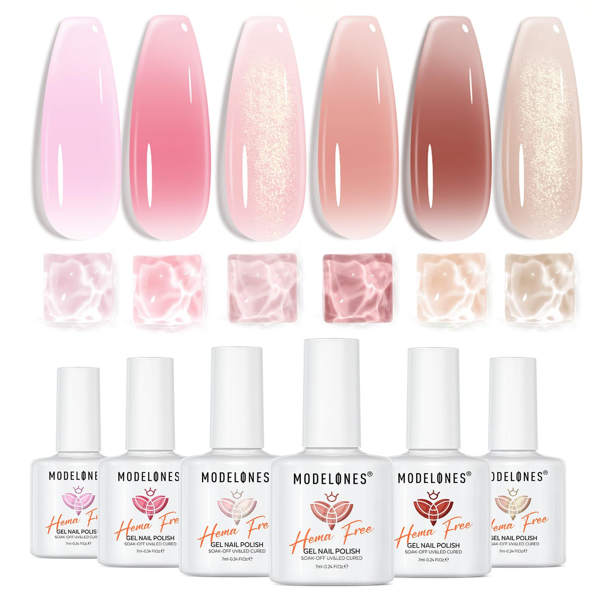 Modelones jelly gel nail polish six-color pack for versatile at‑home manicures