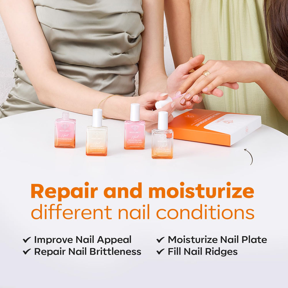 modelones keratin and jojoba oil close-up emphasizes nourishing nails.