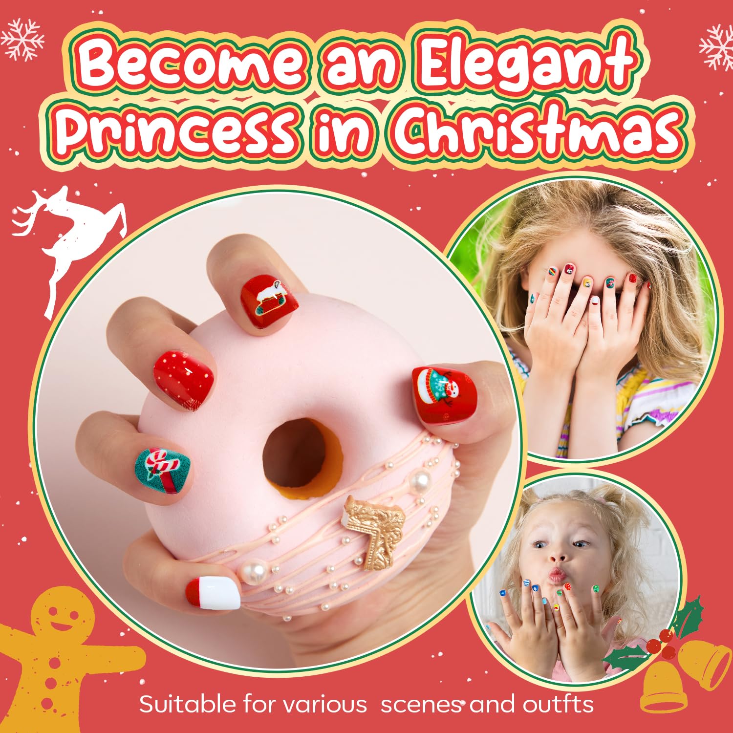 Modelones kids nails come in 12 sizes for precise finger fit.