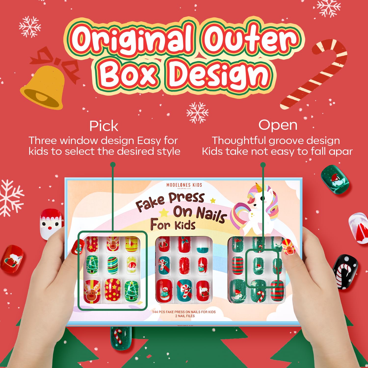 Modelones kids nails pre-glue for quick, kid-friendly application.