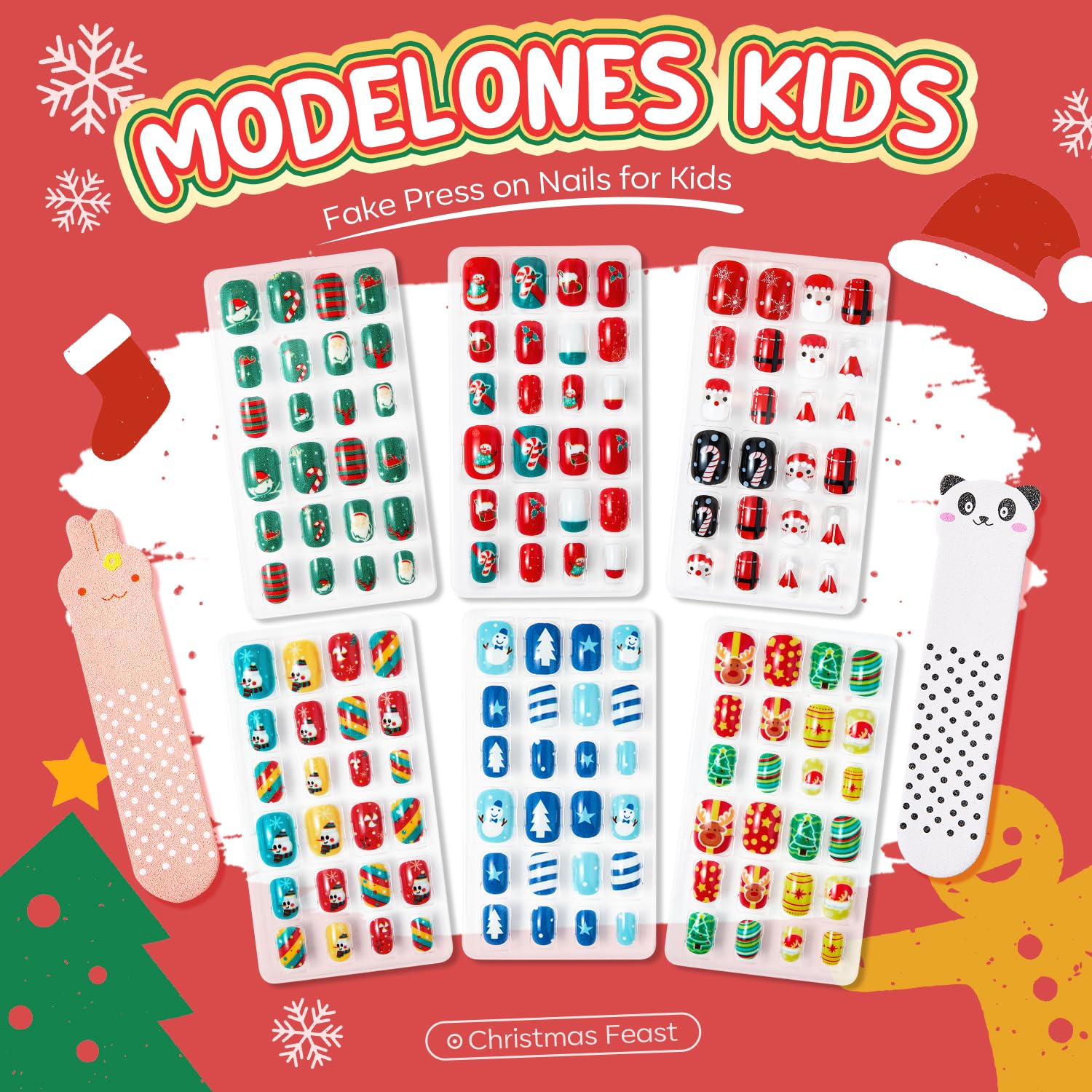 Modelones kids nails with varied patterns and bright colors for playful DIY styles.