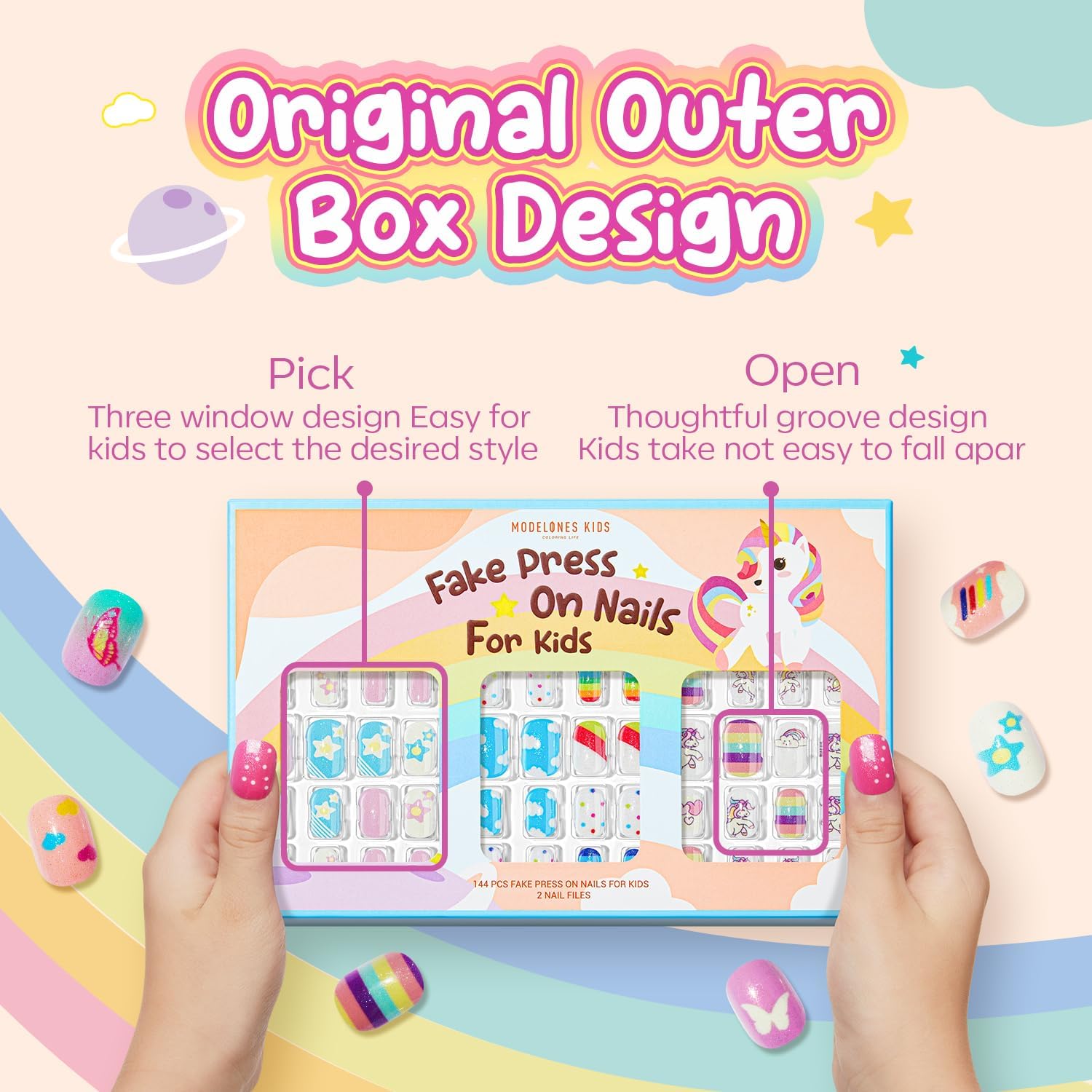Modelones ABS material offers durable, non-toxic nails for kids.