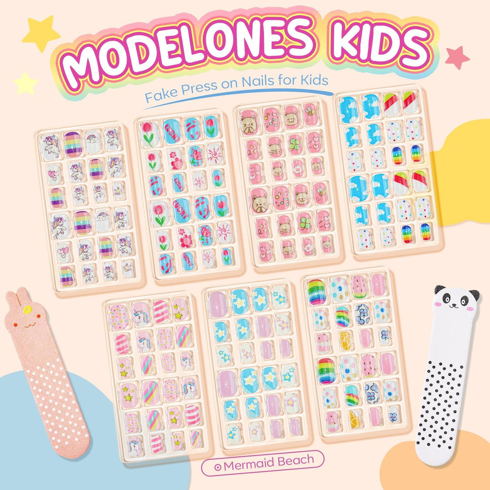 Modelones glitter gradient colors for vibrant, kid-friendly nail looks.