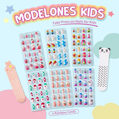 Modelones kids press-on nails glitter gradient for dazzling style in minutes.