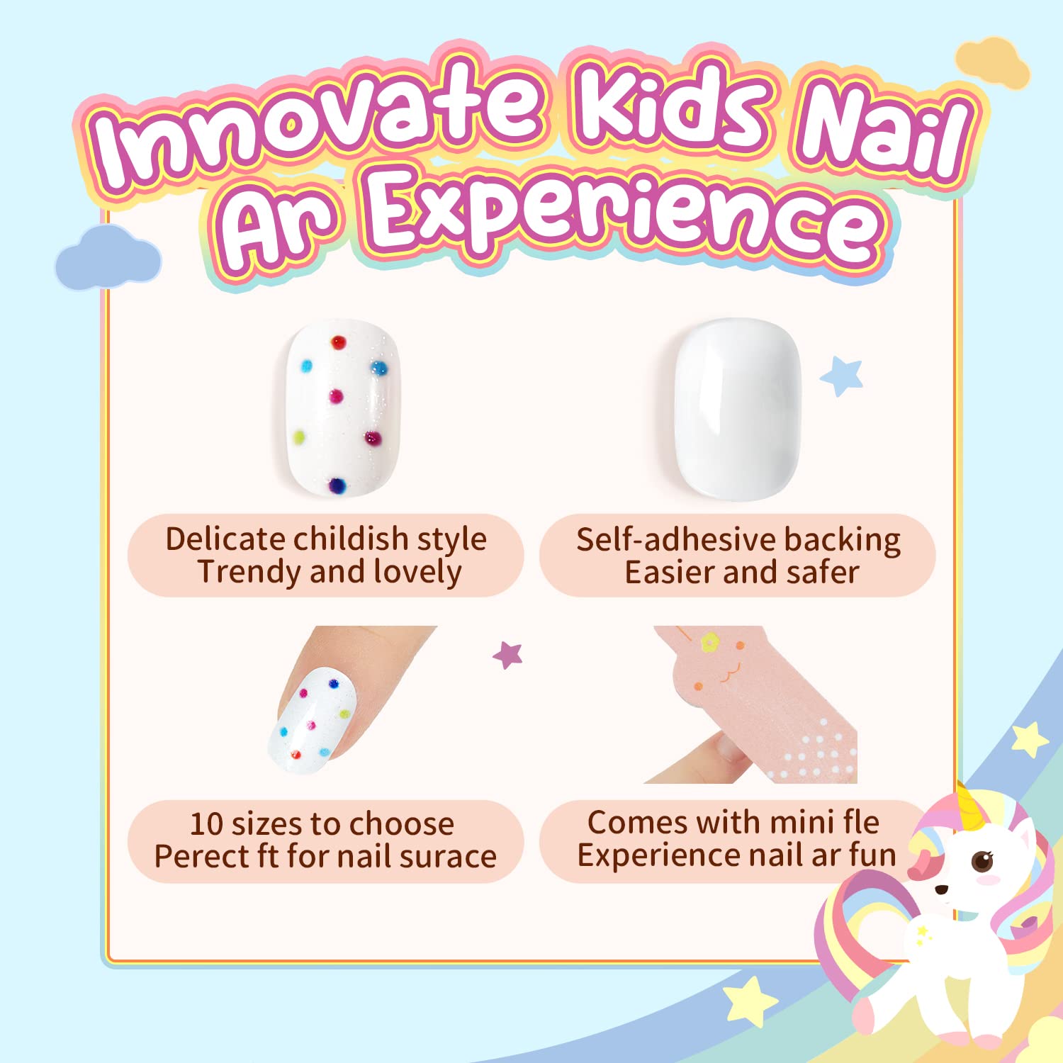 Modelones kids press-on nails pre-glue full-cover for easy application.