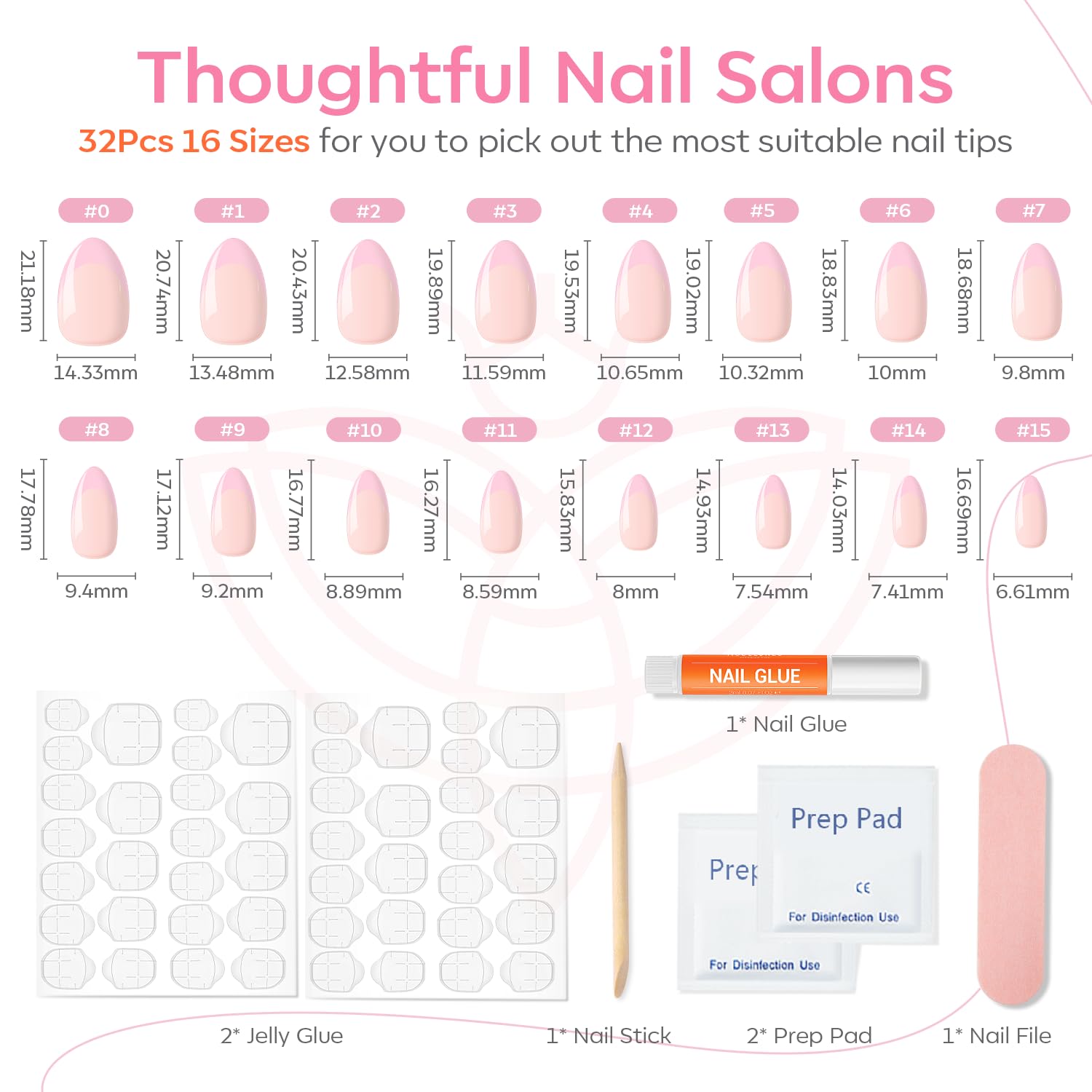 Modelones kit includes nail glue and jelly adhesive tabs for secure application.