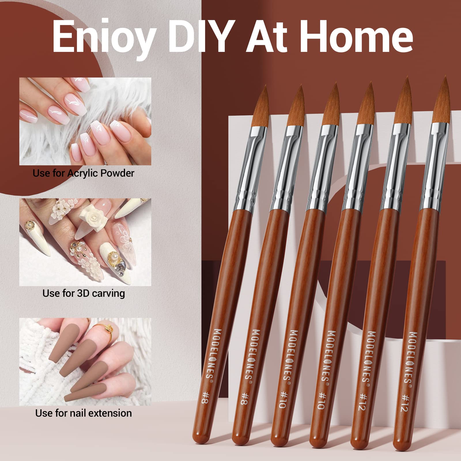 Modelones Kolinsky brush with wooden handle offers ergonomic comfort.