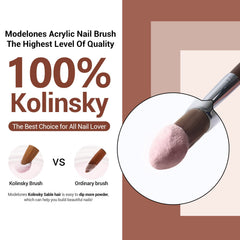 Soft Kolinsky hairs provide smooth, precise deposits on the nail surface.