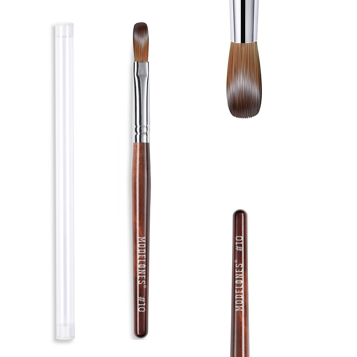 Modelones Kolinsky sable nail art brush with red wood handle for precise application.