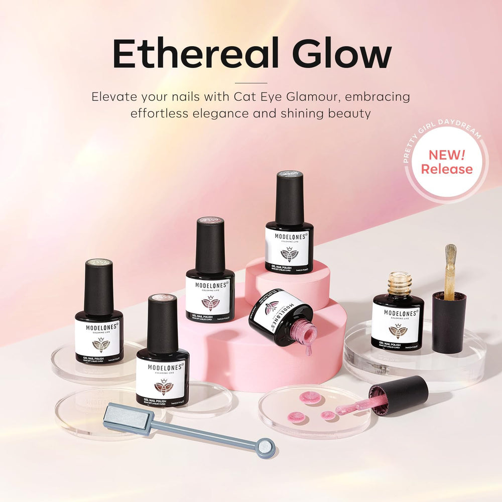 Modelones LED drying lamp-ready polish dries in seconds for quick manicures.