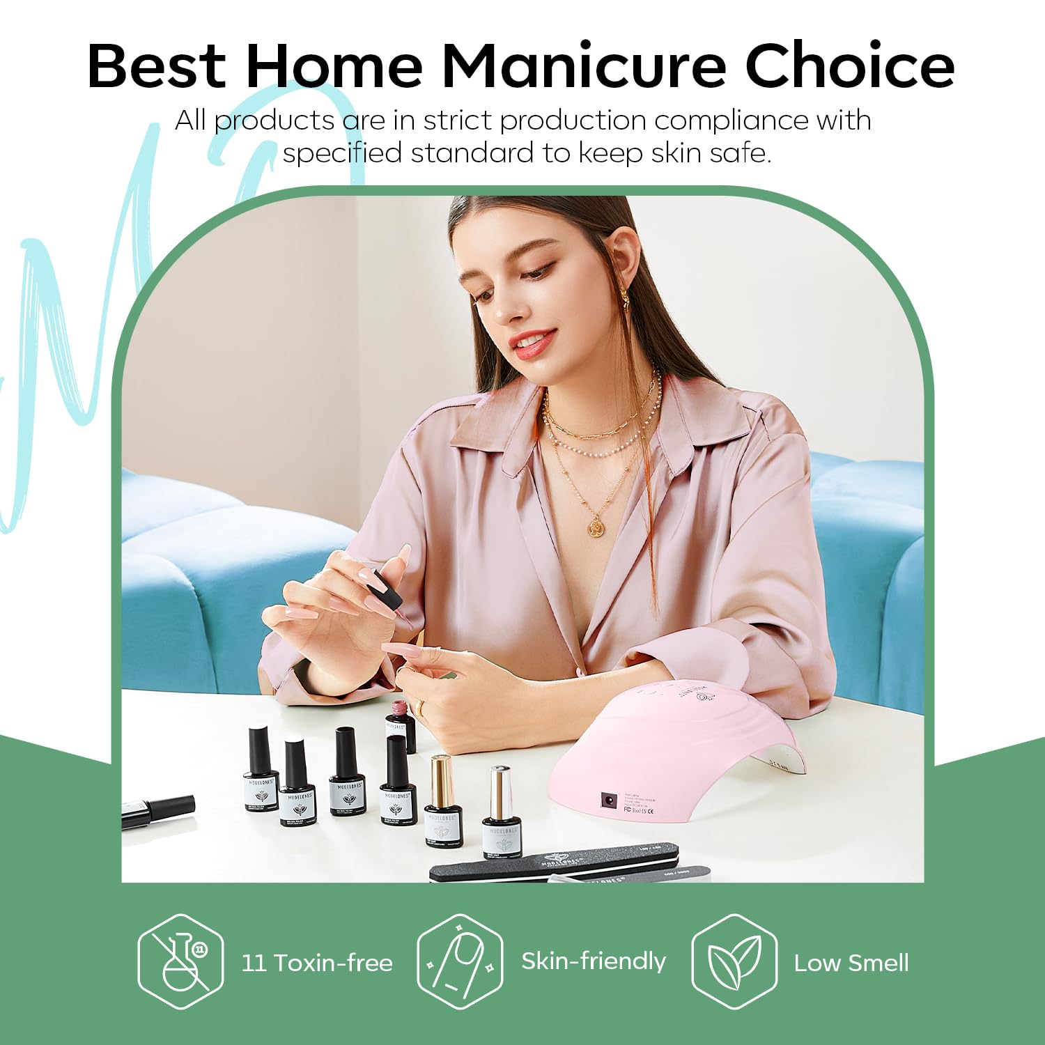 Modelones LED nail lamp image hints fast curing and easy soak-off.