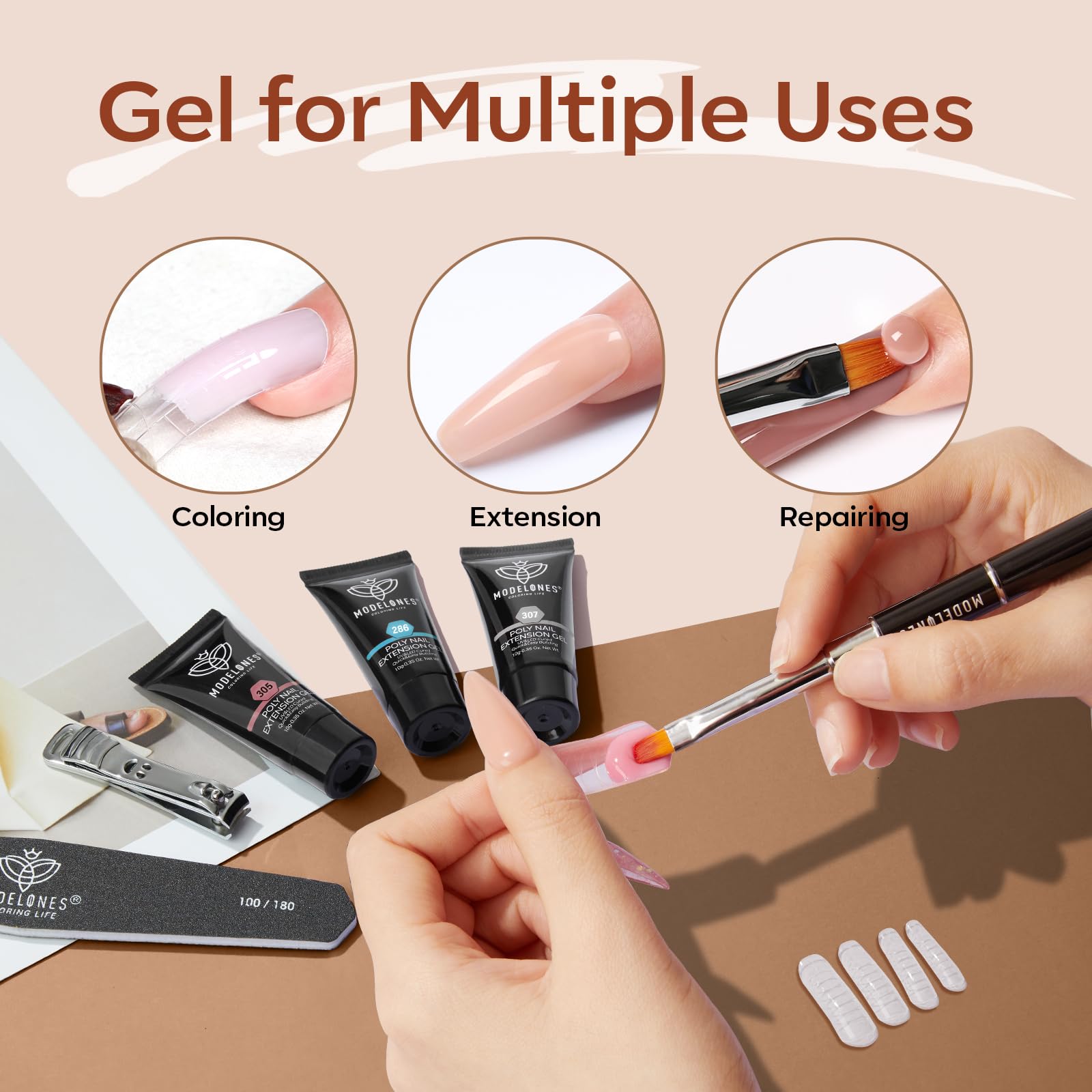 Modelones low odor formula protects natural nails during extended wear