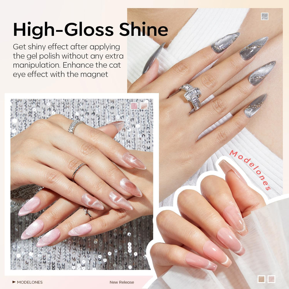 Modelones magnet enables customizable cat eye patterns for unique nail art.