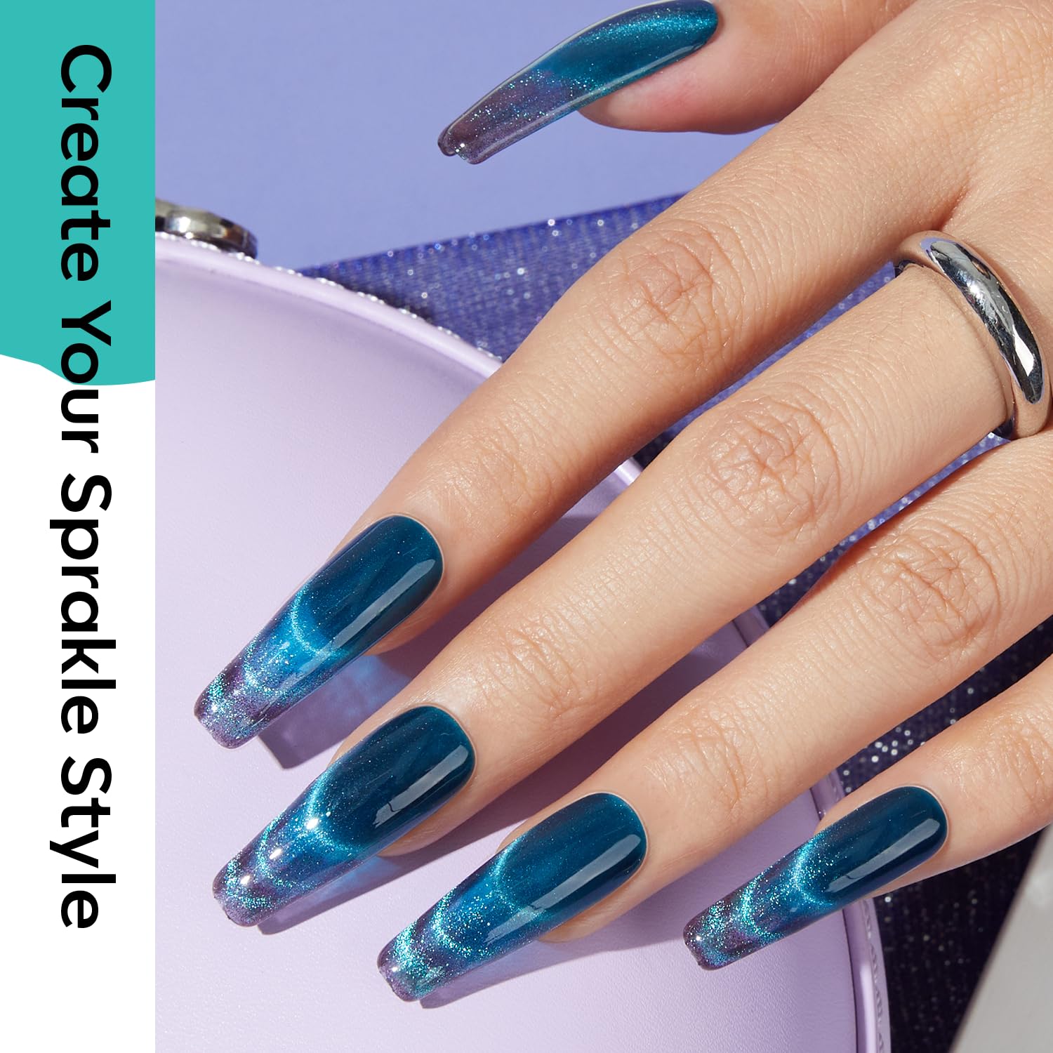 Modelones magnet tool shows cat-eye effect on sample nail