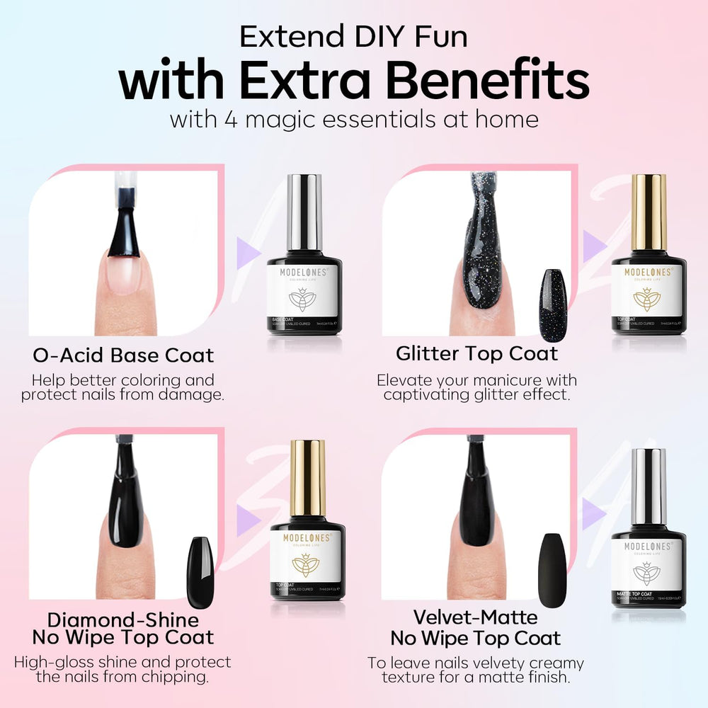 Modelones matte top coat bottle creates smooth, sophisticated finishes.