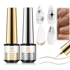 Modelones metallic gold gel liner swatch showing a sleek glittery accent for chic nails.