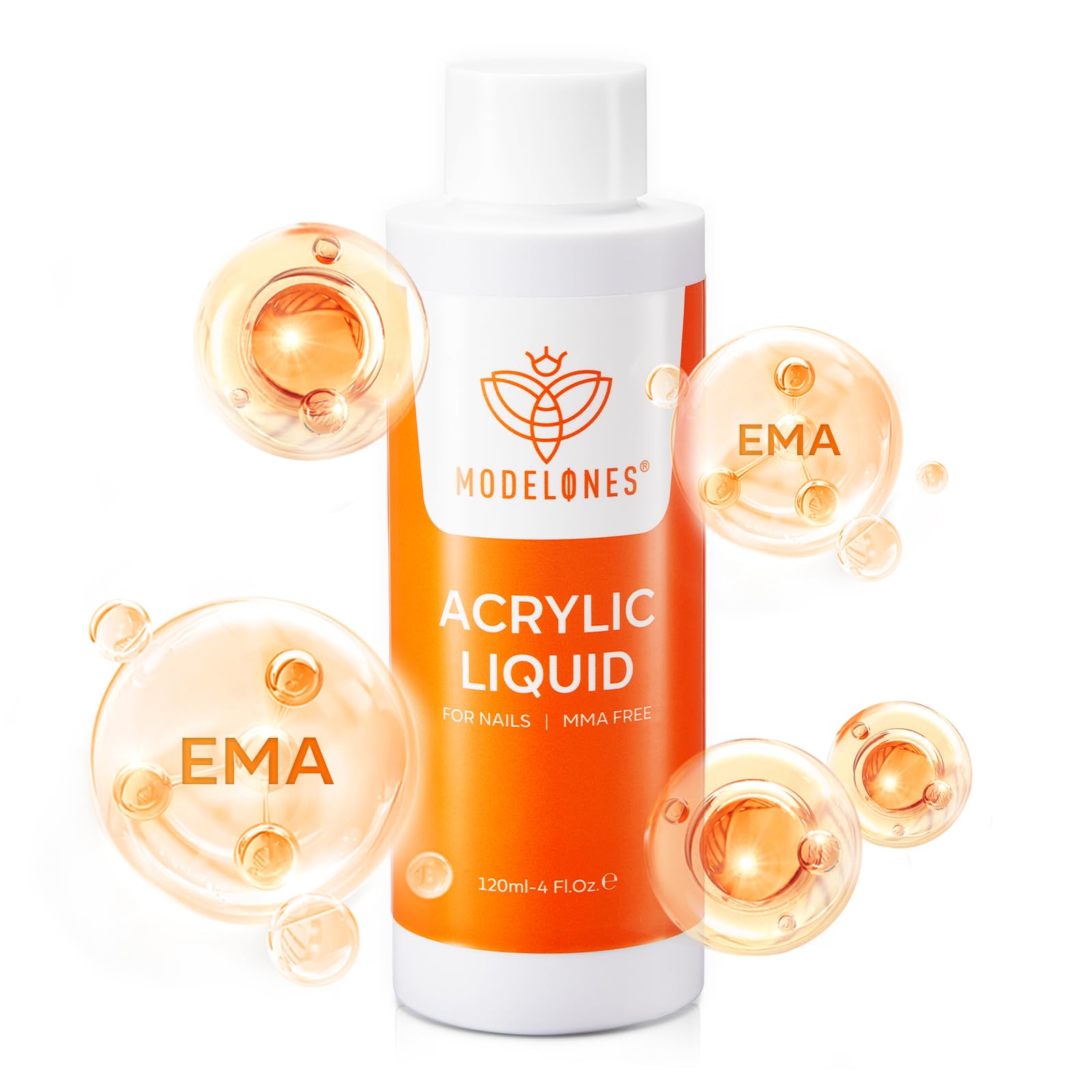 Modelones monomer liquid promises crystal-clear, non-yellowing nails.