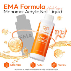 Close-up of Modelones monomer liquid label highlighting clarity and quality.