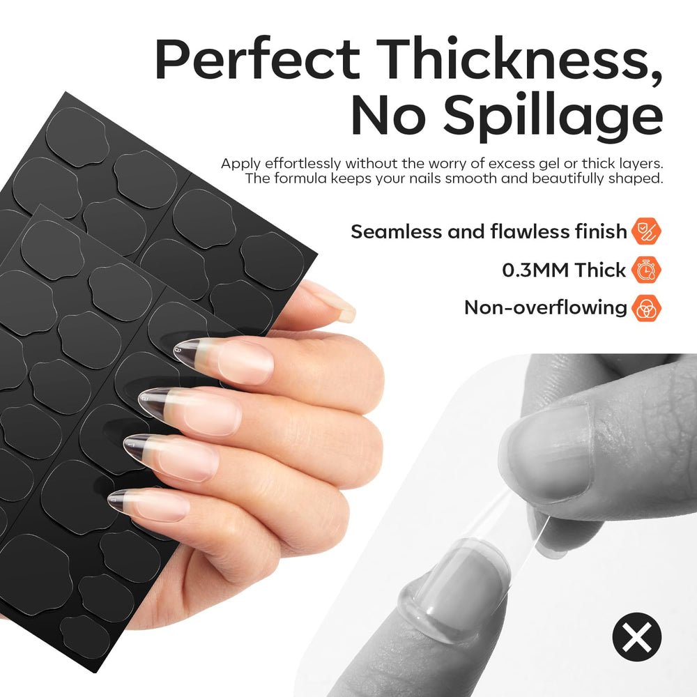 Modelones adhesive tabs are odorless and gentle on nails.