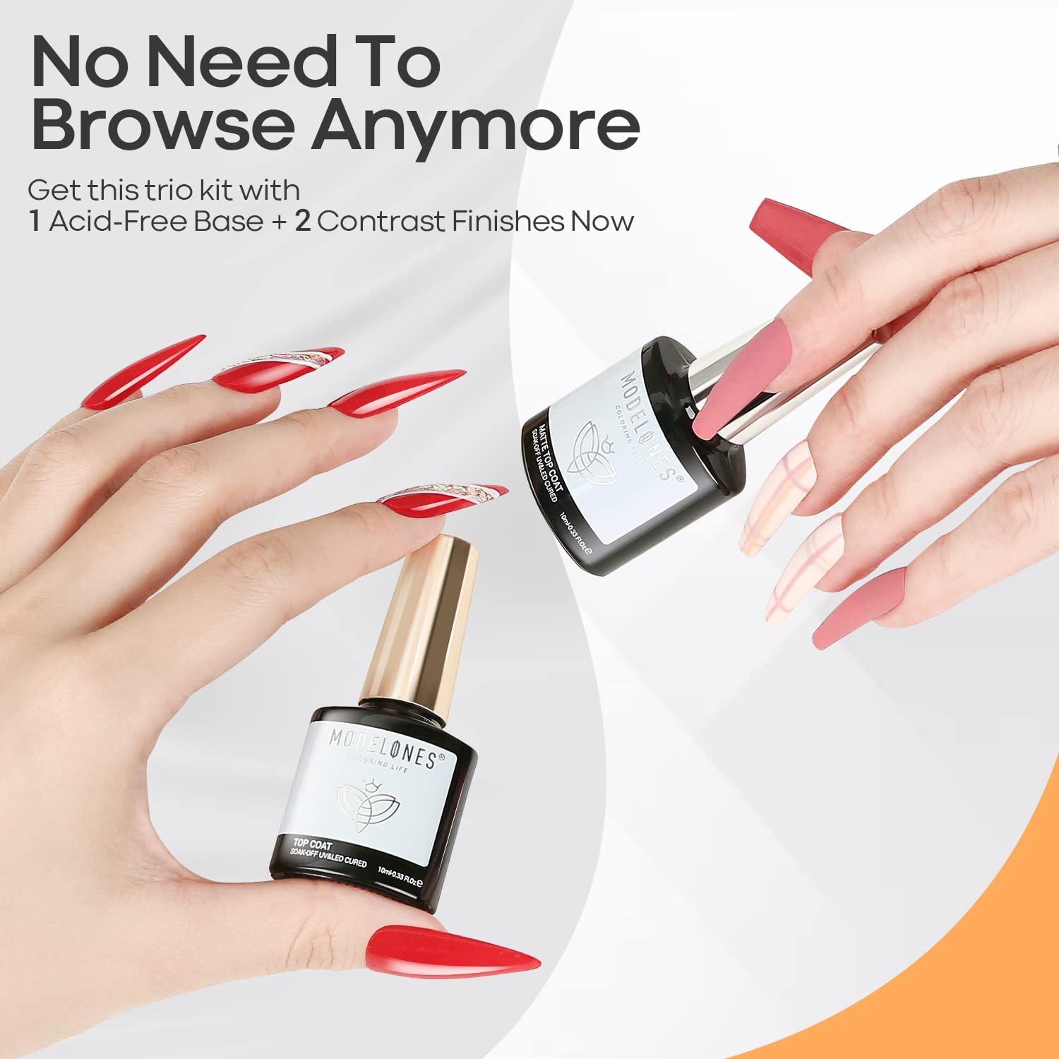 Modelones nail art adhesion base 10ml improves gel color hold