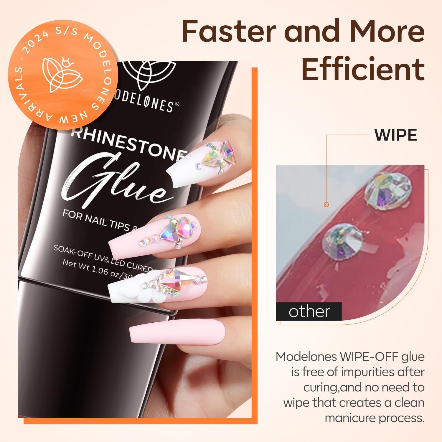 Modelones nail art glue helps gems and charms stay securely with a shiny finish.
