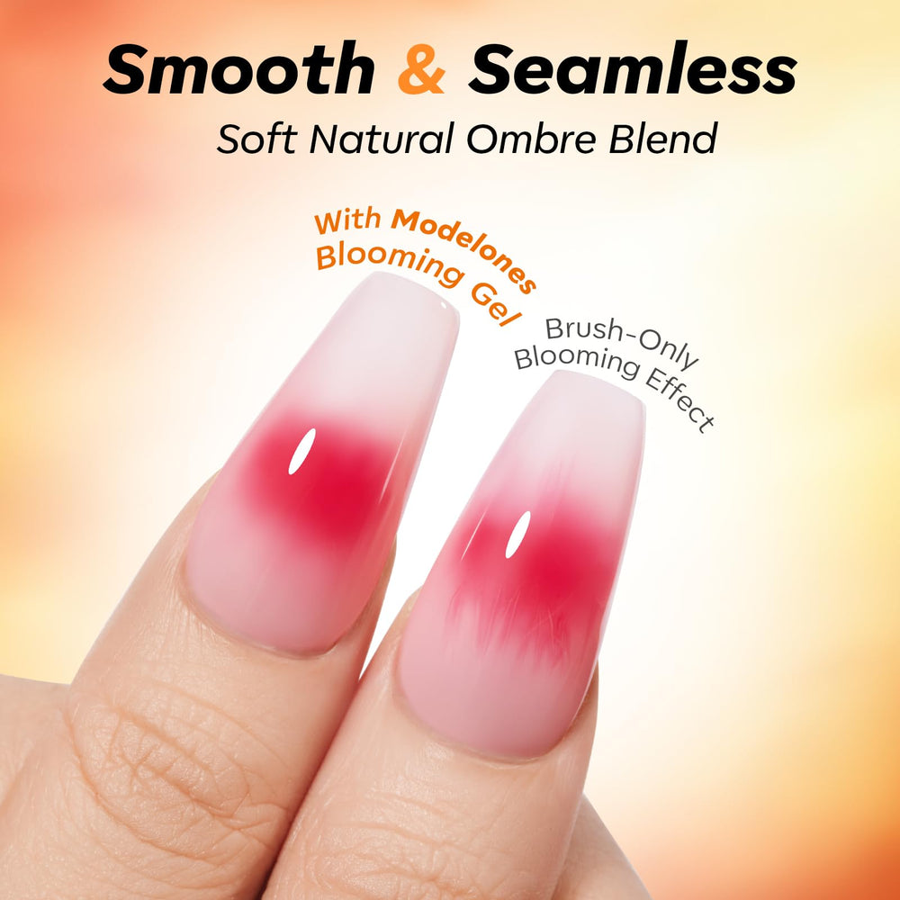 Modelones nail art swatch board displaying gradient and aura options.