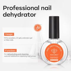 Close-up of Modelones Nail Dehydrator label with usage guidance