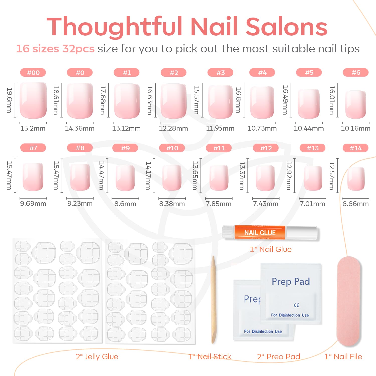 Modelones nail glue and jelly tabs for secure, long-lasting wear.