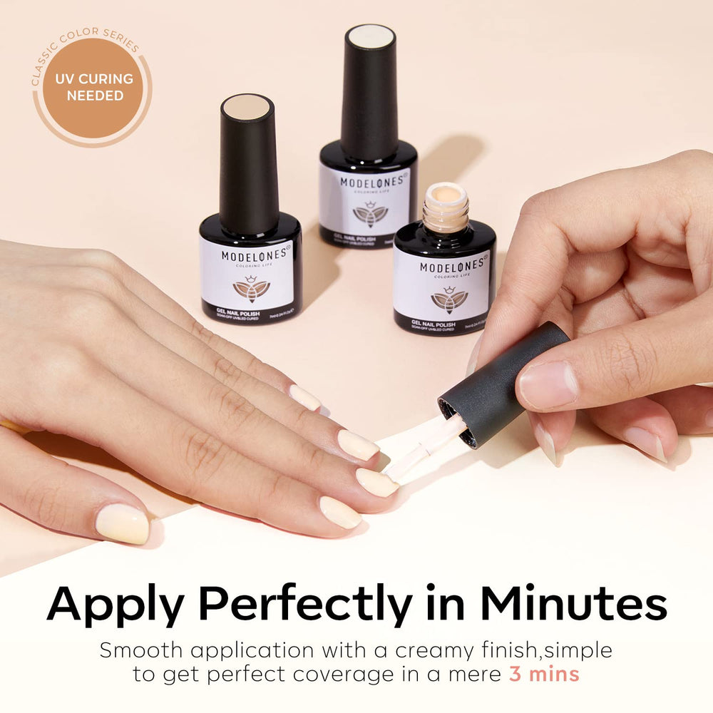 LED curing guidance for Modelones gel polish, three minutes per coat