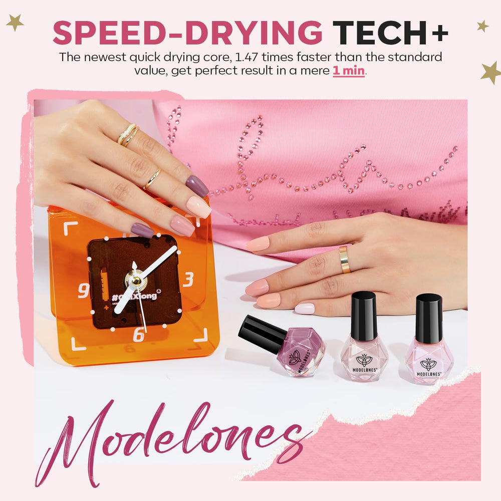 Modelones matte finish swatch demonstrates modern velvet nails.