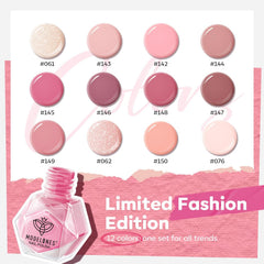 Modelones swatch soft pink with a hint of glitter.