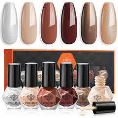 Modelones nail polish set brown nude glitter bottle shown for versatile looks.